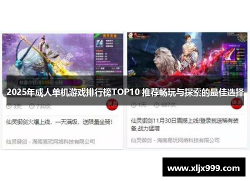 2025年成人单机游戏排行榜TOP10 推荐畅玩与探索的最佳选择